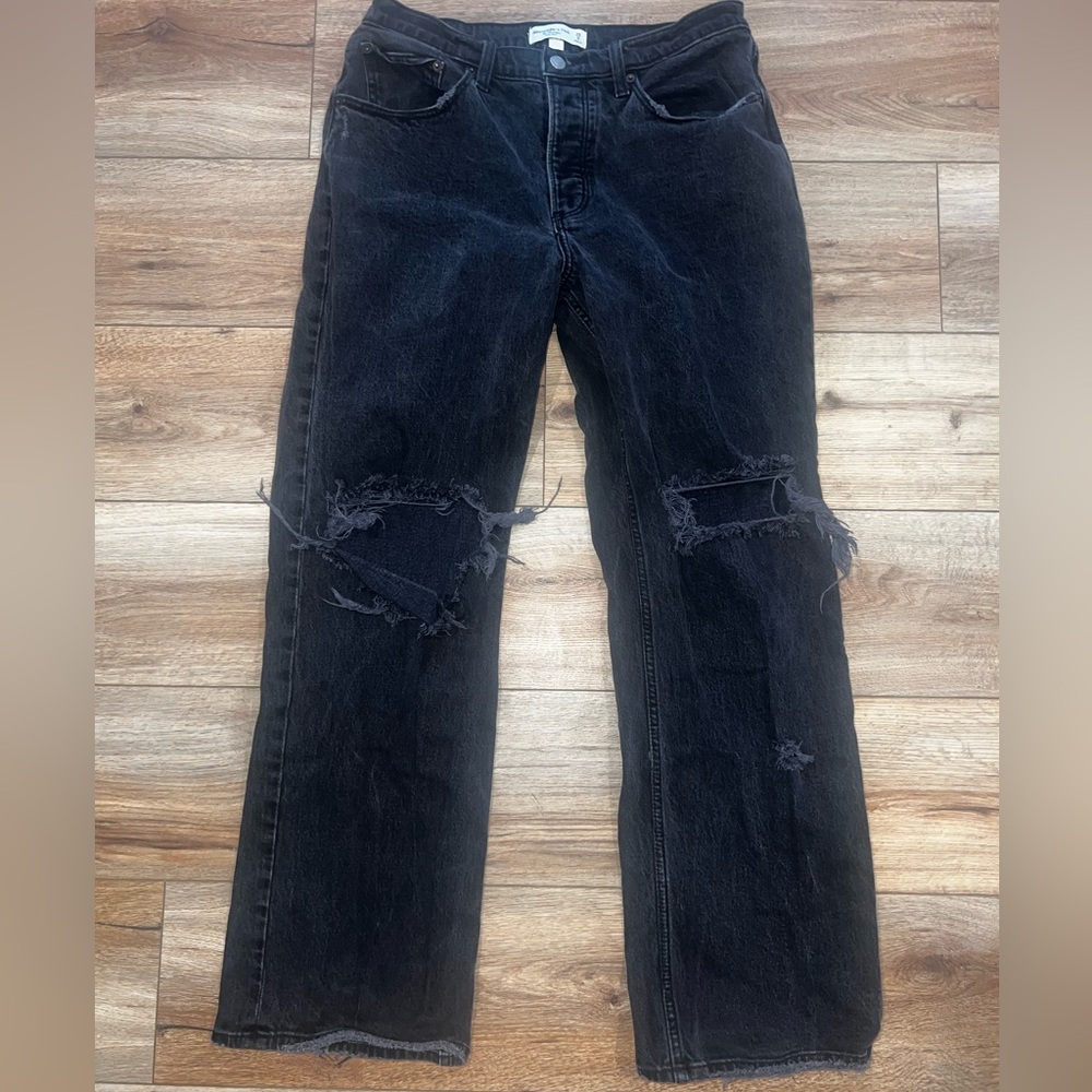 Abercrombie & Fitch Black Distressed 90s Baggy Low Rise Size 29/8
